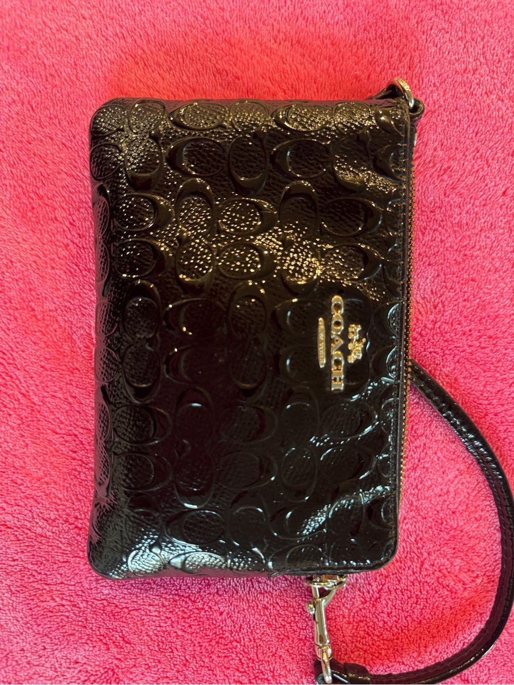 Coach Black Patent Leather Wristlet Clutch